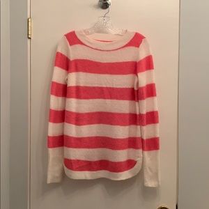 Loft pink and white striped sweater XS